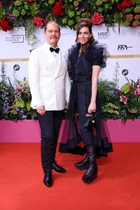 09 05 2025, Godehard Giese and Kim Riedle at the 75th German Film Award Ceremony, 2025, in Berlin, Red Carpet, Berlin Germany, Germany