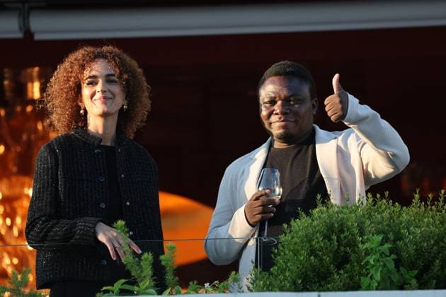 Cannes Jury Diner Jury Members Leïla Slimani and Dieudo Hamadi attend the 2025 Jury Dinner ahead of the 78th annual Cannes Film Festival at on May 12, 2025 in Cannes, France. Photo by Shootpix ABACAPRESS.COM Cannes France  Copyright: xShootpix ABACAx