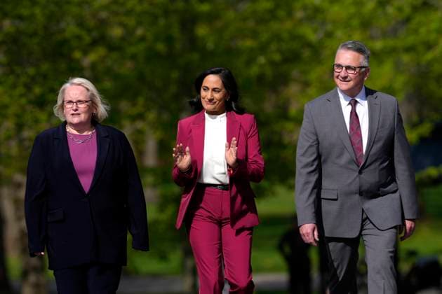 May 13, 2025, Ottawa, On, Canada: Jill McKnight, left to right, Anita Anand and Heath MacDonald arrive for a cabinet swearing-in at Rideau Hall in Ottawa on Tuesday, May 13, 2025. Ottawa Canada  - ZUMAc35_ 20250513_zaf_c35_022 Copyright: xJustinxTangx