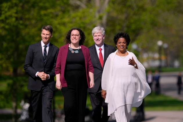 May 13, 2025, Ottawa, On, Canada: Gregor Robertson, left to right, Rebecca Alty, Tim Hodgson, Marjorie Michel arrive for a cabinet swearing-in at Rideau Hall in Ottawa on Tuesday, May 13, 2025. Ottawa Canada - ZUMAc35_ 20250513_zaf_c35_039 Copyright: xJustinxTangx
