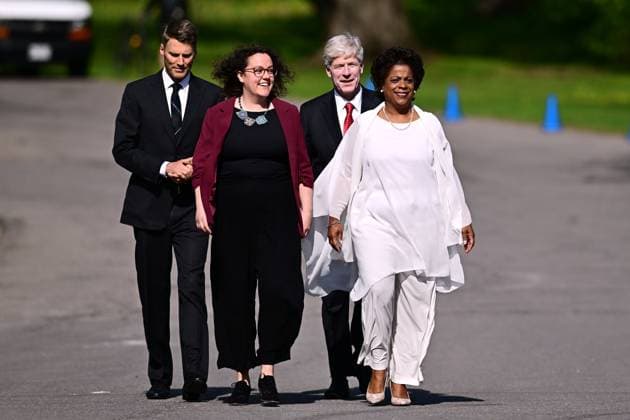 May 13, 2025, Ottawa, On, Canada: Gregor Robertson, left to right, Rebecca Alty, Tim Hodgson, Marjorie Michel arrive for a cabinet swearing-in at Rideau Hall in Ottawa on Tuesday, May 13, 2025. Ottawa Canada - ZUMAc35_ 20250513_zaf_c35_041 Copyright: xSpencerxColbyx