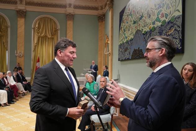 May 13, 2025, Ottawa, On, CANADA: Dominic LeBlance, President of the King s Privy Council for Canada and Minister responsible for Canada-U.S. Trade, Intergovernmental Affairs and One Canadian Economy, takes part in the cabinet swearing-in ceremony at Rideau Hall in Ottawa on Tuesday, May 13, 2025. Ottawa CANADA  - ZUMAc35_ 20250513_zaf_c35_061 Copyright: xChristinnexMuschix