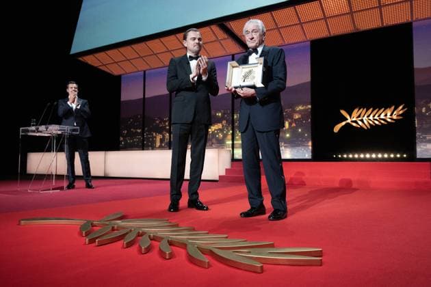 Cannes - Opening Ceremony DN. Robert De Niro accepts the honorary Palme d Or from Leonardo DiCaprio onstage during the opening ceremony at the 78th annual Cannes Film Festival at the Palais de Festival on May 13, 2025 in Cannes, France. Photo by David NIVIERE ABACAPRESS.COM CANNES France  Copyright: xNivierexDavid ABACAPRESS.COMx