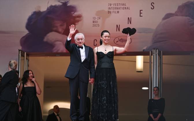 (250514) -- CANNES, May 14, 2025 -- U.S. actor, director and producer Robert De Niro (L, front) arrives on the red carpet for the opening ceremony of the 78th edition of the Cannes Film Festival in Cannes, France, May 13, 2025. ) FRANCE-CANNES-FILM FESTIVAL-OPENING GaoxJing 