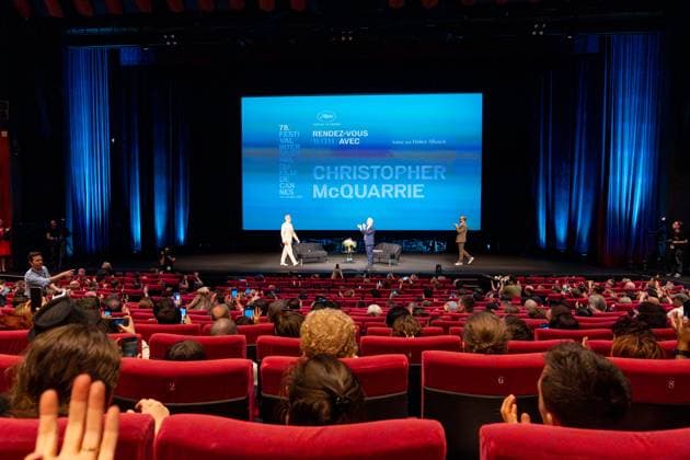 78eme Festival International du Film de Cannes Masterclass by Christopher Macquarrie 78th Cannes International Film Festival Masterclass by Christopher Macquarrie 444158 2025 05 14 Cannes France Frémaux, Thierry McQuarrie, Christopher Allouche, Didier  Copyright: xEstellexCarlierx xStarfacex STAR_444158_006