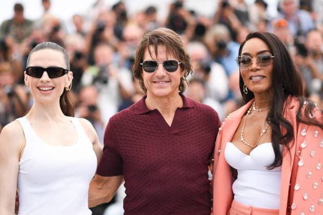 Cannes Mission Impossible The Final Reckoning Photocall AM Hayley Atwell, Tom Cruise and Angela Bassett posing at the photocall for Mission: Impossible – The Final Reckoning, presented Out of Competition, Cannes, France on May 14, 2025 as part of the 78th Cannes Film Festival. Photo by Aurore Marechal ABACAPRESS.COM Cannes France  Copyright: xMarechalxAurore ABACAx