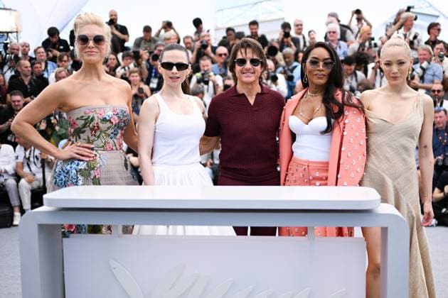 Cannes Mission Impossible The Final Reckoning Photocall AM Hayley Atwell, Tom Cruise, Hannah Waddingham, Angela Bassett, Pom Klementieff posing at the photocall for Mission: Impossible – The Final Reckoning, presented Out of Competition, Cannes, France on May 14, 2025 as part of the 78th Cannes Film Festival. Photo by Aurore Marechal ABACAPRESS.COM Cannes France  Copyright: xMarechalxAurore ABACAx