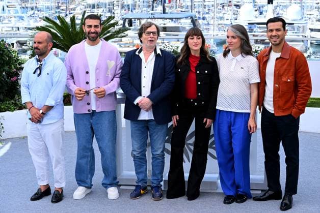 Cannes, France: Cannes, 78th Cannes Film Festival 2025, Photocall of the film Partir Un Jour (Leave One Day) In the photo: Juliette Armanet, Mhamed Arezki, Tewfik Jallab, Francois Rollin, Pierre-Antoine Billon, Amelie Bonnin Cannes France  - ZUMAp169 20250514_zea_p169_411 Copyright: xTerenghi Ipax