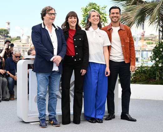 French actors Francois Rollin, Tewfik Jallab, actresses Juliette Armant and Amelie Bonnin attend the photo call for Leave One Day at the 78th Cannes Film Festival in Cannes, France on Wednesday May 14, 2025.  CAN20250514145 RUNExHELLESTAD