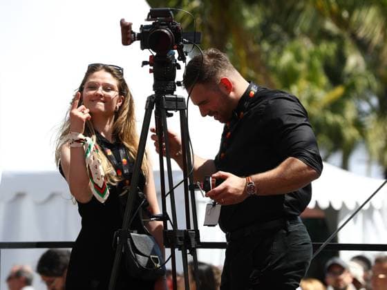 May 14, 2025, Cannes, Cote D azur, France: Video makers have fun on the red carpet for the Sound of Falling Premiere screening at the 78th Annual Cannes Film Festival at Palais des Festivals in Cannes, France Cannes France - ZUMAc179 20250514_zep_c179_167 Copyright: xMickaelxChavetx