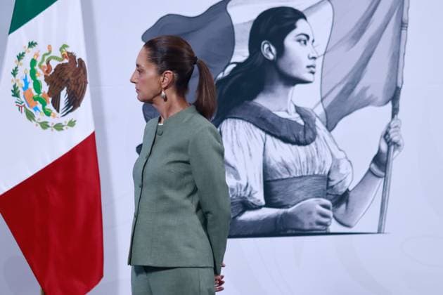 Mexico™s President Claudia Sheinbaum Holds Briefing Mexico™s President Claudia Sheinbaum Pardo, speaks about the possibility of remittances being taxed at 5% from the United States during a briefing conference at National Palace. on May 14, 2025 in Mexico City, Mexico. (Photo by Carlos Santiago Eyepix Group) Copyright: xCarlosxSantiago xEyepixxGroupx CS_14052025_155485
