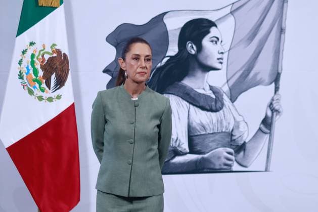 Mexico™s President Claudia Sheinbaum Holds Briefing Mexico™s President Claudia Sheinbaum Pardo, speaks about the possibility of remittances being taxed at 5% from the United States during a briefing conference at National Palace. on May 14, 2025 in Mexico City, Mexico. (Photo by Carlos Santiago Eyepix Group) Copyright: xCarlosxSantiago xEyepixxGroupx CS_14052025_155486