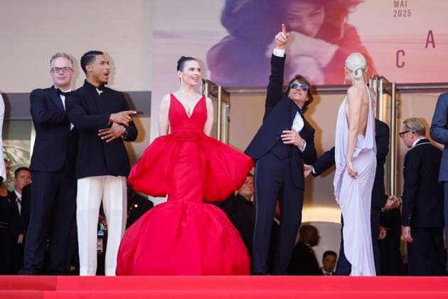 May 14, 2025, Cannes, France: Eddie Hamilton, Greg Tarzan Davis, Hayley Atwell, Tom Cruise and Hannah Waddingham attend the premiere of Mission Impossible - The Final Reckoning during the 78th Cannes Film Festival at Palais des Festivals in Cannes, France, on 14 May 2025. Photo: Cannes France - ZUMAm179 20250514_zep_m179_068 Copyright: xAlecxMichaelx