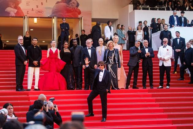 Festival de Cannes Premiere Mission Impossible The Final Reckoning Greg Tarzan Davis, Hayley Atwell, Angela Bassett, Tramell Tillman, Thierry Fremaux, Simon Pegg, Tom Cruise, Pom Klementieff, Iris Knobloch, Hannah Waddingham, Esai Morales and Brian Robbins at the premiere of Mission Impossible The Final Reckoning during the 78 Cannes Film Festival on 14 05 20 Copyright: xEventpressxKochanx