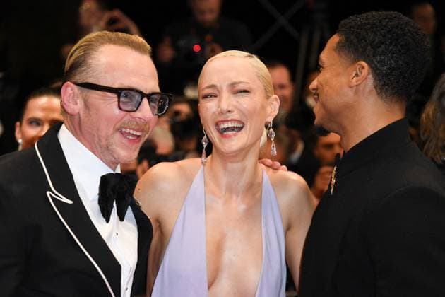 Cannes Exit Mission Impossible The Final Reckoning Screening AM Simon Pegg, Pom Klementieff and Greg Tarzan Davis attending the Mission: Impossible - The Final Reckoning red carpet for the Out of Competition premiere, Cannes, France on May 14, 2025 as part of the 78th Cannes Film Festival. Photo by Aurore Marechal ABACAPRESS.COM Cannes France  Copyright: xMarechalxAurore ABACAx