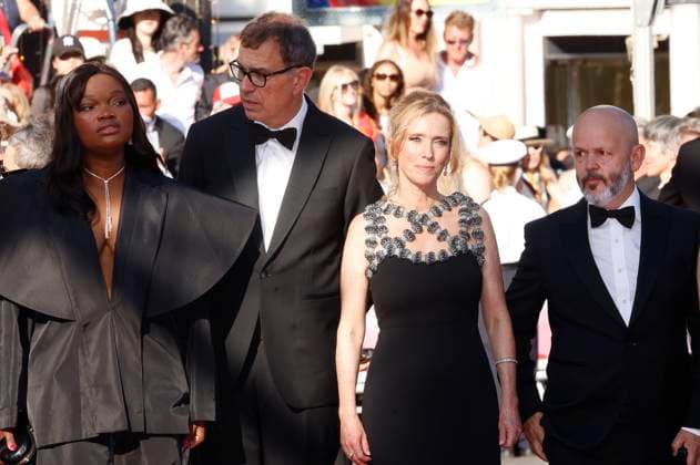 Guslagie Malanda, Dominik Moll, Lea Drucker and Gilles Marchand at the premiere of the feature film Dossier 137 Case 137 at the Festival de Cannes 2025 78 Cannes International Film Festival at the Palais des Festivals Cannes, 15 05 2025 Foto:xD.xBedrosianx xFuturexImagex dossier_5503
