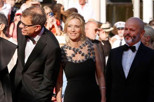 Dominik Moll, Lea Drucker and Gilles Marchand at the premiere of the feature film Dossier 137 Case 137 at the Festival de Cannes 2025 78 Cannes International Film Festival at the Palais des Festivals Cannes, 15 05 2025 Foto:xD.xBedrosianx xFuturexImagex dossier_5504