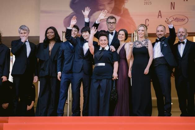78eme Festival International du Film de Cannes Montée des marchesdu film Dossier 137 78th International Cannes Film Festival Red Carpet of Dossier 137 movie 444307 2025 05 15 Alpes Maritimes Cannes France Drucker, Léa Merhar, Stanislas Malanda, Guslagie Riu, Mathilde Peronnet, Come Machado Graner, Solan Colombo, Sandra Moll, Dominik Roehrich, Mathilde Campagne, Valentin Costa Marini, Theo Turnbull, Jonathan Marchand, Gilles  Copyright: xTerencexBaelenx STAR_444307_100