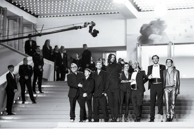 78eme Festival International du Film de Cannes Montée des marches du film Sirat Festival de Cannes 2025 Red carpet Sirat 444325 2025 05 15 Cannes France Laxe, Olivier Lopez, Sergi Nunez, Bruno Gadda, Stefania Bellamy, Richard Oukid, Jade Janvier, Tonin  Copyright: xEstellexCarlierx xStarfacex STAR_444325_014