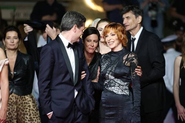 Cannes 2025 Premiere du film Dalloway Yann Gozlan , Anna Mouglalis and Mylene Farmer Premiere of the movie Dalloway on the red carpet of the Cannes Film Festival on May 15th 2025.  Copyright: x Chassery+Courdjix