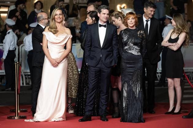 Cannes - Dalloway Red Carpet DN Cecile de France, Yann Gozlan and Mylene Farmer attend the Dalloway red carpet at the 78th annual Cannes Film Festival at Palais des Festivals on May 15, 2025 in Cannes, France. Photo by David NIVIERE ABACAPRESS.COM CANNES France  Copyright: xNivierexDavid ABACAPRESS.COMx