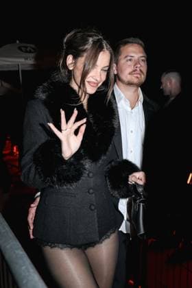 May 15, 2025, Cannes, France: Hungarian Supermodel BARBARA PALVIN, 31, the Victoria s Secret Angel was joined by her actor husband DYLAN SPROUSE, 32, at the Cannes 2025, Magnum Crack Into Pleasure Party. It seems Palvin opted for a sexy stylish no-pants look, but kept things rugged up on top.? Cannes France  - ZUMAp169 20250515_zea_p169_1714 Copyright: xAlessandroxBremecx