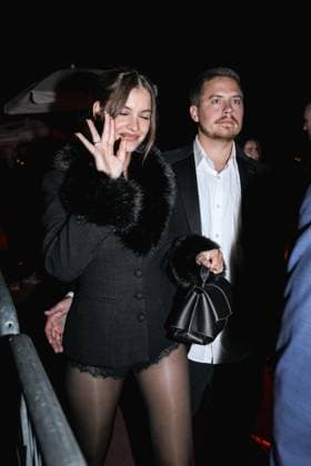 May 15, 2025, Cannes, France: Hungarian Supermodel BARBARA PALVIN, 31, the Victoria s Secret Angel was joined by her actor husband DYLAN SPROUSE, 32, at the Cannes 2025, Magnum Crack Into Pleasure Party. It seems Palvin opted for a sexy stylish no-pants look, but kept things rugged up on top.? Cannes France  - ZUMAp169 20250515_zea_p169_1715 Copyright: xAlessandroxBremecx