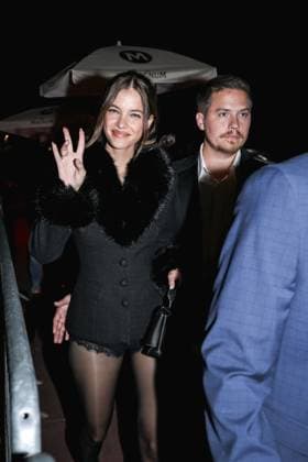 May 15, 2025, Cannes, France: Hungarian Supermodel BARBARA PALVIN, 31, the Victoria s Secret Angel was joined by her actor husband DYLAN SPROUSE, 32, at the Cannes 2025, Magnum Crack Into Pleasure Party. It seems Palvin opted for a sexy stylish no-pants look, but kept things rugged up on top.? Cannes France  - ZUMAp169 20250515_zea_p169_1716 Copyright: xAlessandroxBremecx