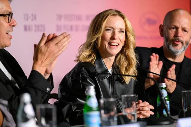 Cannes Dossier 137 Press Conference NG Dominik Moll, Gilles Marchand and Lea Drucker attending the press conference for ‘Dossier 137’ at Palais Des Festivals in Cannes, France on May 16 2025 as part of the 78th Cannes Film Festival. Photo by Nicolas Genin ABACAPRESS.COM Cannes France  Copyright: xGeninxNicolas ABACAx