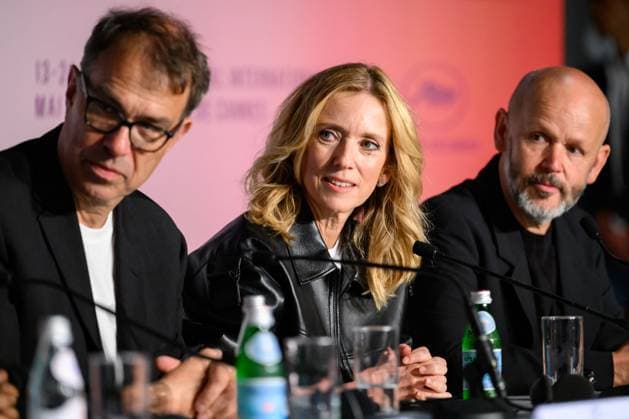 Cannes Dossier 137 Press Conference NG Dominik Moll, Gilles Marchand and Lea Drucker attending the press conference for ‘Dossier 137’ at Palais Des Festivals in Cannes, France on May 16 2025 as part of the 78th Cannes Film Festival. Photo by Nicolas Genin ABACAPRESS.COM Cannes France  Copyright: xGeninxNicolas ABACAx