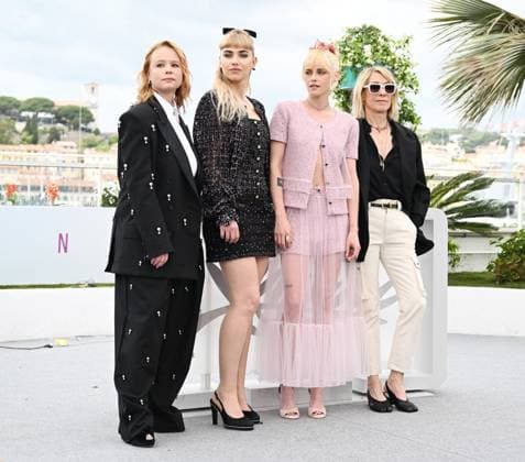 British actress Imogen Poots, American actresses Thora Birch, Kristen Stewart and musician actress Kim Gordon attend a photo call for The Chronology Of Water at the 78th Cannes Film Festival in Cannes, France on Friday May 16, 2025.  CAN20250516111 RUNExHELLESTAD