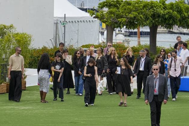Cannes, 78th Cannes Film Festival 2025 - day 4 - arrival of the cast of the film The Chronology Of Water In the photo: Thora Birch, Imogen Poots, Kristen Stewart, Kim Gordon  Copyright: xbbrx xipa-agency.netx xx IPA_Agency_IPA57767712