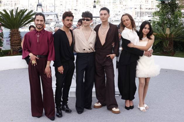Cannes La Misteriosa Mirada Del Flamenco Photocall JD Francisco Díaz, Pedro Munoz, Diego Cespedes, Matías Catalan, Paula Dinamarca and Tamara Cortes posing at the La Misteriosa Mirada Del Flamenco in Cannes, France on May 16, 2025, as part of the 78th Cannes Film Festival. Photo by Jerome Domine ABACAPRESS.COM Cannes France  Copyright: xDominexJerome ABACAx