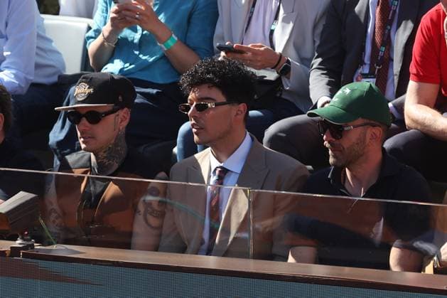 Rome, Italy 05 16 2025: VIPs in the stands, the Kolors group, watch Musetti s match against Alcaraz during the Internazionali BNL d Italia 2025 ATP Master Men s 1000 circuit in Rome at the Foro Italico.  Copyright: xmarcoxiacobuccix xipa-agency.netx xmarcoxiacobuccix IPA_Agency_IPA57777390