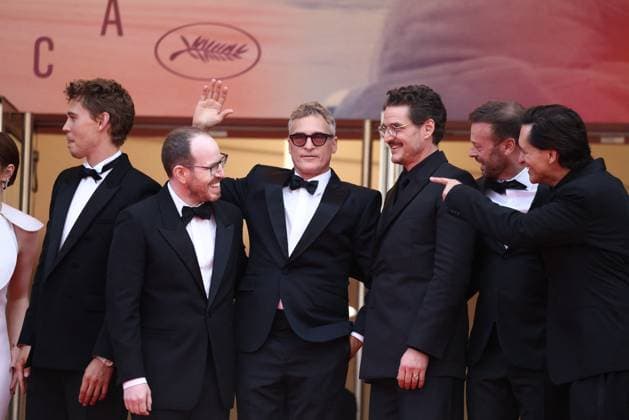Cannes - Eddington Screening Austin Butler, Ari Aster, Joaquin Phoenix, Pedro Pascal, Lars Knudsen and Clifton Collins attending the screening of Eddington by Ari Aster in Cannes, France on May 16, 2025, as part of the 78th Cannes Film Festival. Photo by Jerome Domine ABACAPRESS.COM Cannes France  Copyright: xDominexJerome ABACAx