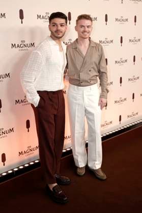 Andrew Spanndy and Max Balegde at the Magnum Cannes Beach Party as part of the Festival de Cannes 2025 78 Cannes International Film Festival at Magnum Beach Palais StÃ phanie Cannes, 15 05 2025 Foto:xD.xBedrosianx xFuturexImagex magnum_5511