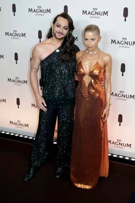 Riccardo Simonetti and Caroline Daur at the Magnum Cannes Beach Party as part of the Festival de Cannes 2025 78 Cannes International Film Festival at the Magnum Beach Palais StÃ phanie Cannes, 15 05 2025 Foto:xD.xBedrosianx xFuturexImagex magnum_5521