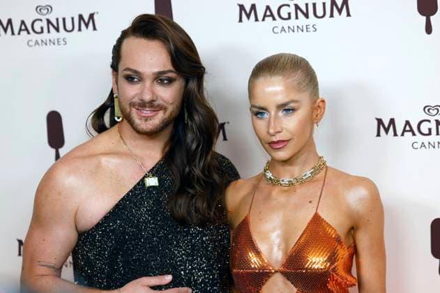 Riccardo Simonetti and Caroline Daur at the Magnum Cannes Beach Party as part of the Festival de Cannes 2025 78 Cannes International Film Festival at the Magnum Beach Palais StÃ phanie Cannes, 15 05 2025 Foto:xD.xBedrosianx xFuturexImagex magnum_5523