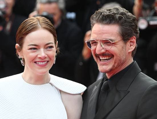 Chilean- American actor Pedro Pascal and American actress Emma Stone attend the premiere of Eddington at the 78th Cannes Film Festival in Cannes, France on Friday May 16, 2025.  CAN20250516172 RUNExHELLESTAD
