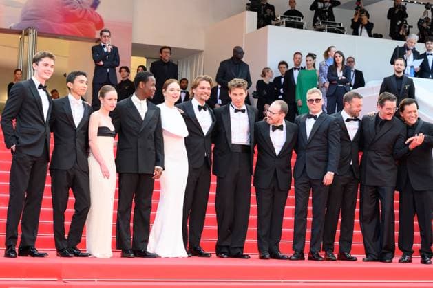 Cannes Eddington Red Carpet NG Clifton Collins, Austin Butler, Emma Stone, Pedro Pascal, Ari Aster, Joaquin Phoenix, Micheal Ward, Luke Grimes, Lars Knudsen and Matt Gomez Hidaka attending the ‘Eddington’ Screening and Red Carpet at Palais Des Festivals in Cannes, France on May 16 2025 as part of the 78th Cannes Film Festival. Photo by Nicolas Genin ABACAPRESS.COM Cannes France  Copyright: xGeninxNicolas ABACAx