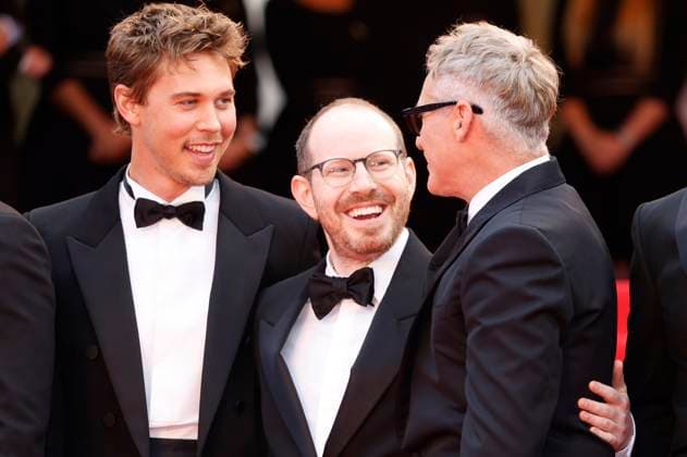 Austin Butler, Ari Aster and Joaquin Phoenix at the premiere of the feature film Eddington at the Festival de Cannes 2025 78 Cannes International Film Festival at the Palais des Festivals Cannes, 16 05 2025 Foto:xD.xBedrosianx xFuturexImagex eddington_5632
