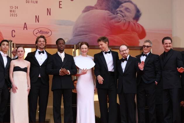 Eddington Red Carpet at the Cannes Film Festival Cameron Mann, Matt Gomez Hidaka, Amelie Hoeferle, Micheal Ward, Emma Stone, Luke Grimes, Austin Butler, Ari Aster, Joaquin Phoenix, Lars Knudsen and Clifton Collins at the Eddington red carpet at the 78th annual Cannes Film Festival at Palais des Festivals on May 16, 2025 in Cannes, France CAP KA Kristina Afanasyeva Cannes Alpes-Maritimes France Copyright: xKristinaxAfanasyeva CapitalxPictx