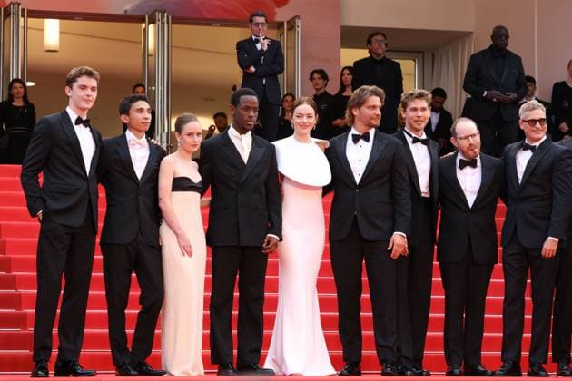 Eddington Red Carpet at the Cannes Film Festival Cameron Mann, Matt Gomez Hidaka, Amelie Hoeferle, Micheal Ward, Emma Stone, Luke Grimes, Austin Butler, Ari Aster, Joaquin Phoenix, Lars Knudsen and Clifton Collins at the Eddington red carpet at the 78th annual Cannes Film Festival at Palais des Festivals on May 16, 2025 in Cannes, France CAP KA Kristina Afanasyeva Cannes Alpes-Maritimes France Copyright: xKristinaxAfanasyeva CapitalxPictx
