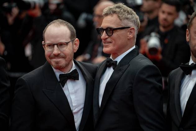 Joaquin Phoenix and Ari Aster attend the Eddington red carpet at the 78th annual Cannes Film Festival at Palais des Festivals in Cannes, France, on May 16, 2025.  Copyright: xLucaxCarlinox originalFilename: carlino-notitle250516_npDOY.jpg