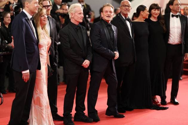 Cannes Bono Stories Of Surrender Screening JD Erik Messerschmidt, Jacknife Lee, Dede Gardner, Lasse Järvi, Bono, Kelly McNamara, Jon Kamen, Jennifer Pitcher, David Sirulnick attending the screening of Bono Stories Of Surrender in Cannes, France on May 16, 2025, as part of the 78th Cannes Film Festival. Photo by Jerome Domine ABACAPRESS.COM Cannes France Copyright: xDominexJerome ABACAx