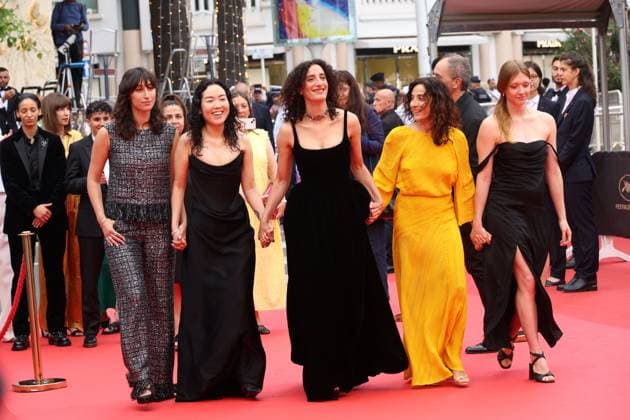 Cannes La Petite Derniere Screening JD A guest, Sophie Garagnon, Mouna Soualem, Park Ji-Min and Gioia Farisano attending the screening of La Petite Derniere in Cannes, France on May 16, 2025, as part of the 78th Cannes Film Festival. Photo by Jerome Domine ABACAPRESS.COM Cannes France  Copyright: xDominexJerome ABACAx