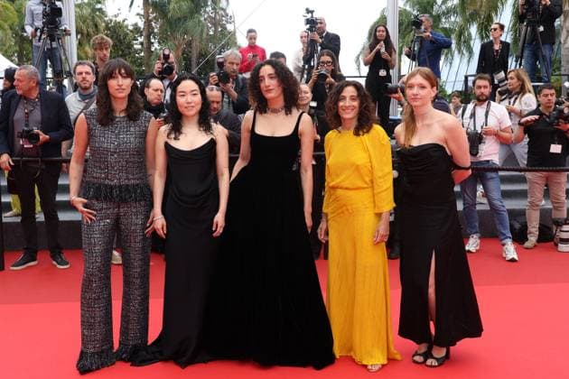 Cannes La Petite Derniere Screening JD A guest, Sophie Garagnon, Mouna Soualem, Park Ji-Min and Gioia Farisano attending the screening of La Petite Derniere in Cannes, France on May 16, 2025, as part of the 78th Cannes Film Festival. Photo by Jerome Domine ABACAPRESS.COM Cannes France  Copyright: xDominexJerome ABACAx