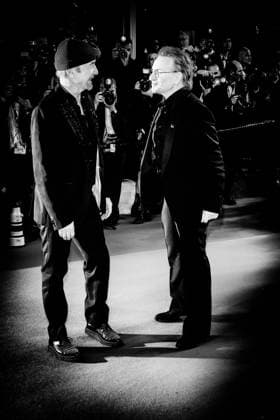 Red Carpet for Bono: Stories of Surrender , Palais des Festivals, Cannes, France The Edge and Bono (aka David Howell Evans and Paul David Hewson) on the Red Carpet for Bono: Stories of Surrender during the 78th Festival de Cannes (Cannes International Film Festival) at Palais des Festivals, Cannes, , France on 16 May 2025. Editors Note: Image converted to monochrome Picture, Credit:Julie Edwards Avalon France, French Riviera, Cannes, Palais des Festivals Copyright: xJuliexEdwardsx xAvalonx 1000024724
