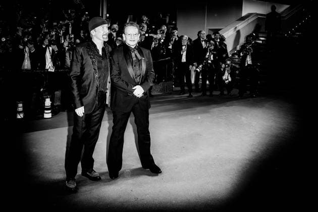 Red Carpet for Bono: Stories of Surrender , Palais des Festivals, Cannes, France The Edge and Bono (aka David Howell Evans and Paul David Hewson) on the Red Carpet for Bono: Stories of Surrender during the 78th Festival de Cannes (Cannes International Film Festival) at Palais des Festivals, Cannes, , France on 16 May 2025. Editors Note: Image converted to monochrome Picture, Credit:Julie Edwards Avalon France, French Riviera, Cannes, Palais des Festivals Copyright: xJuliexEdwardsx xAvalonx 1000024729