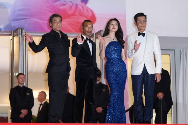 Cannes Sons of the Neon Night Red Carpet NG Yuanyuan Gao, Juno Mak, Louis Koo and Tony Leung Ka-fai attending the ‘Sons of the Neon Night’ Screening and Red Carpet at Palais Des Festivals in Cannes, France on May 16 2025 as part of the 78th Cannes Film Festival. Photo by Nicolas Genin ABACAPRESS.COM Cannes France  Copyright: xGeninxNicolas ABACAx